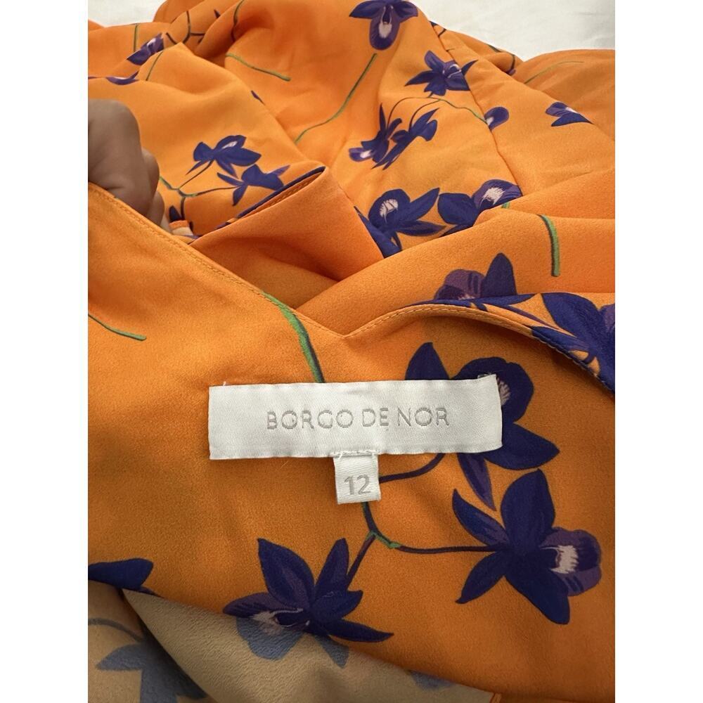 BORGO DE NOR Orange Isadora Ruffled Dress UK Size 12 US 8 - Picture 11 of 13